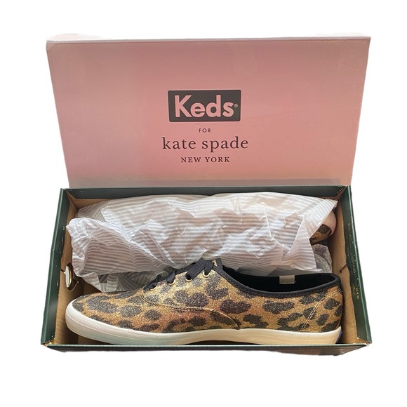NIB Keds x Kate Spade New York Champion Glitter Leopard Sneakers - Picture 11 of 12
